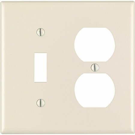LEVITON 2-Gang Plastic Single Toggle/Duplex Outlet Wall Plate, Light Almond 000-78005